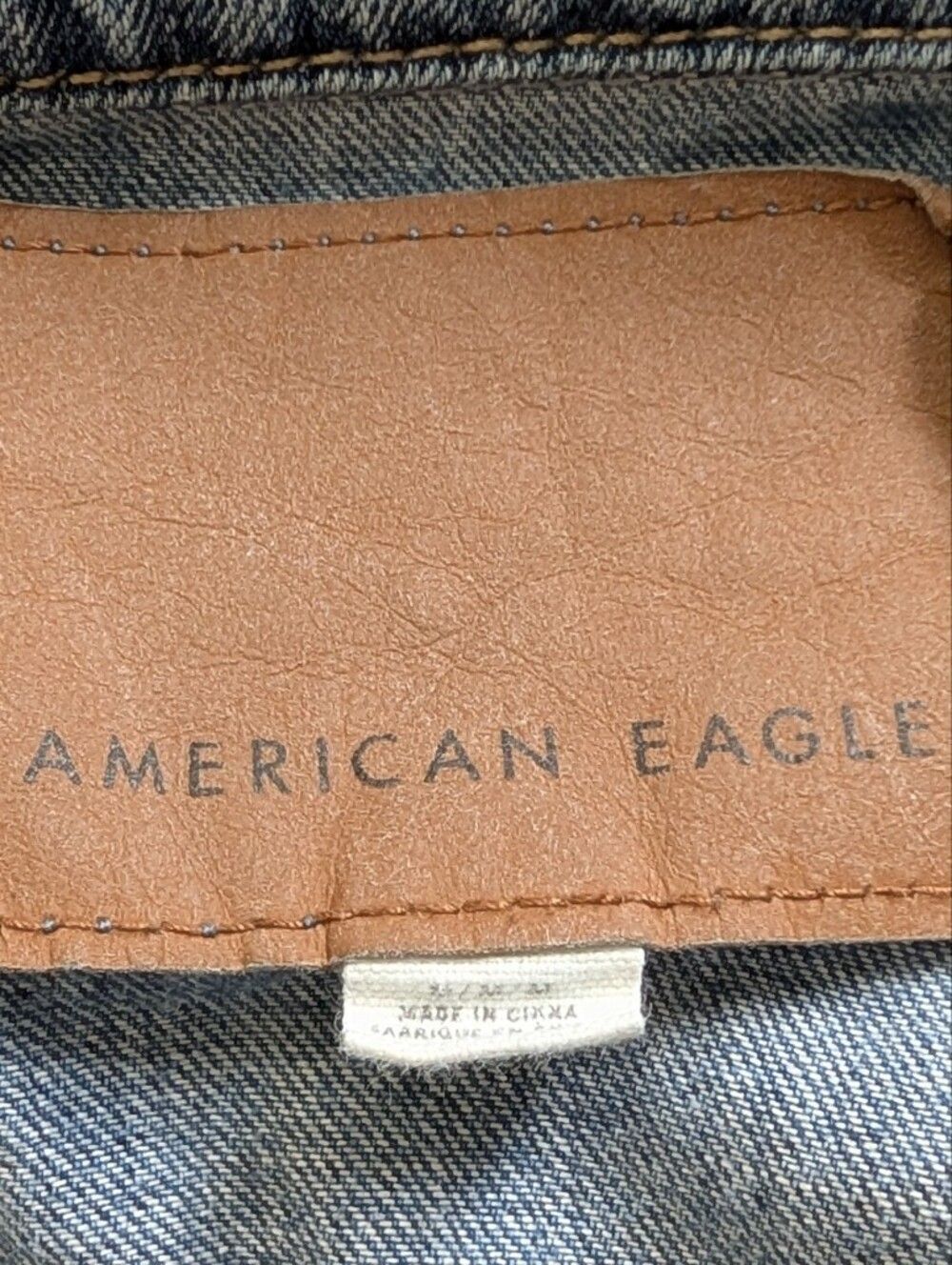 American Eagle Mens Light Wash Blue Destroyed Distress Denim Jacket Size Medium - Picture 5 of 11